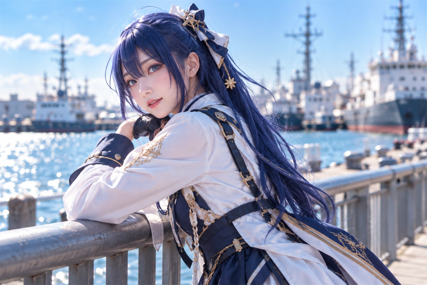 青髪のコスプレイヤーと苫小牧の港