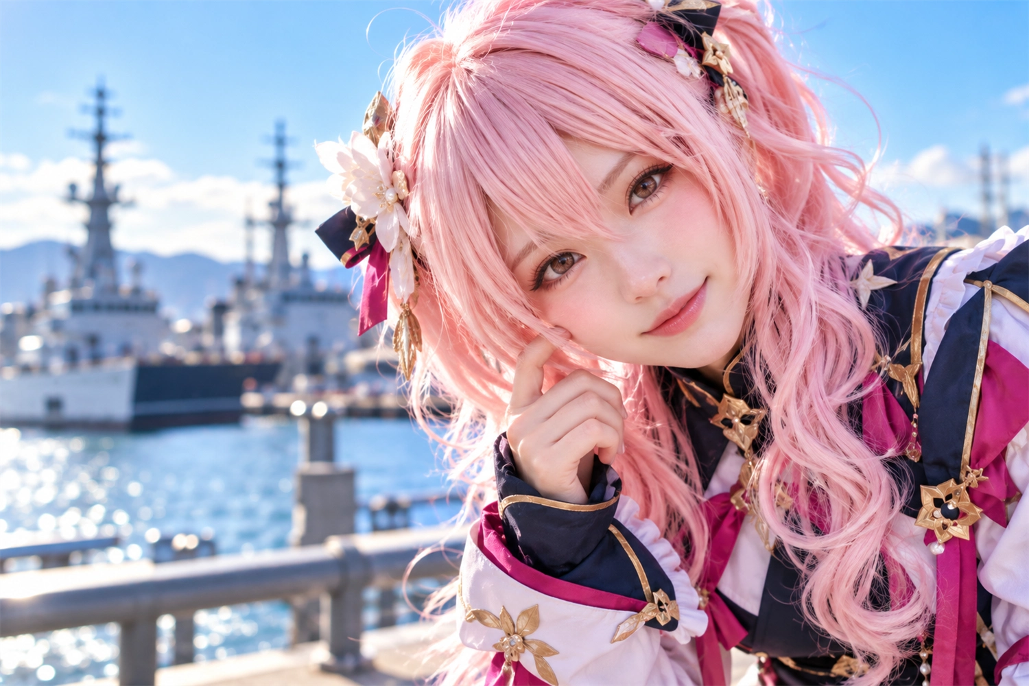 ピンク髪のコスプレイヤー